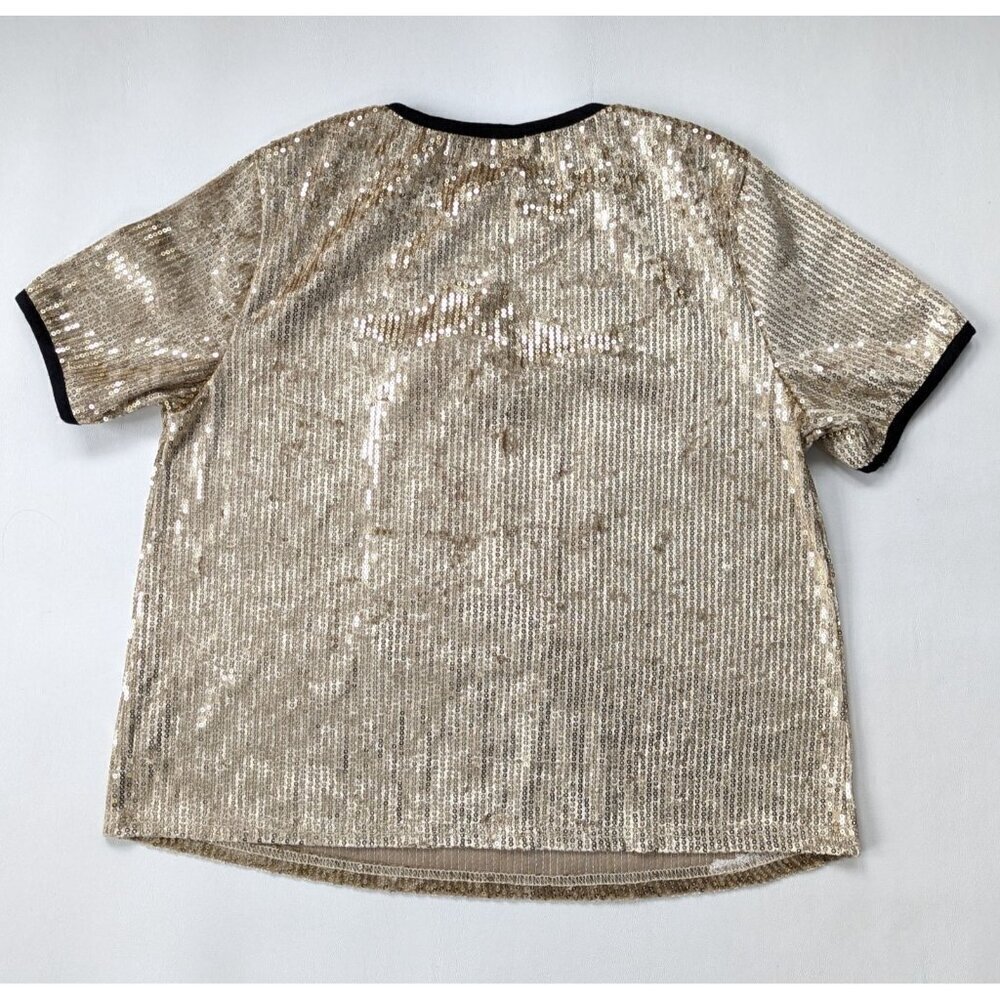 Vintage 80's Sequin Gold Top By Pastel Embellished Perfume Bottle Size S - Picture 5 of 9